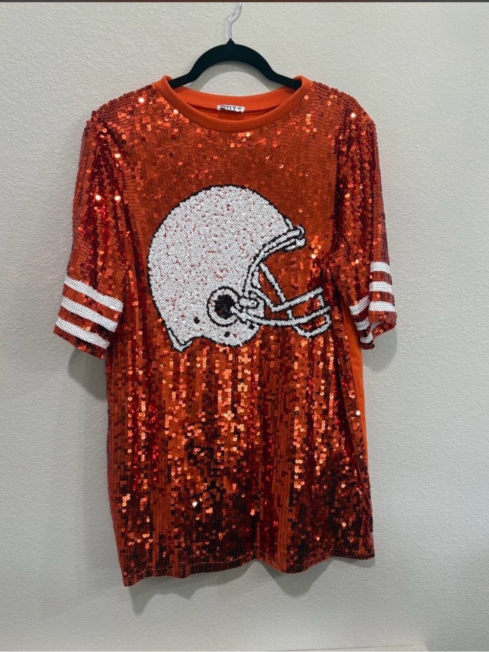 Women’s Sequin Football Helmet Jersey - Dress Orange